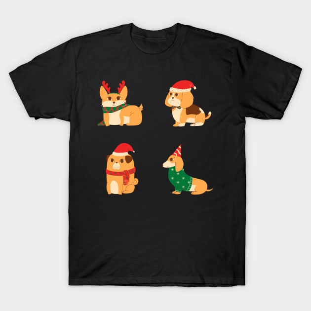 Cute Christmas Dogs T-Shirt by myabstractmind